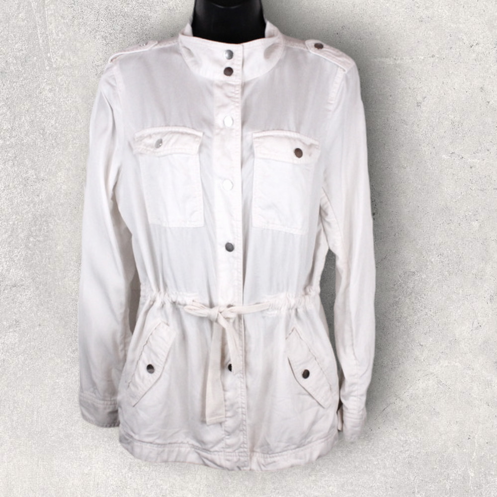 Loft Utility Jacket Snap Button Drawstring In Whi… - image 2